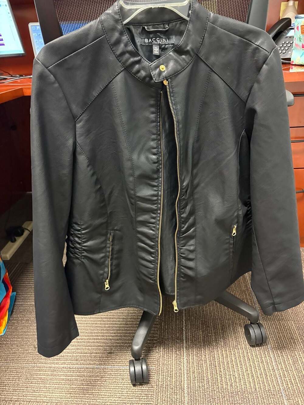 Baccini Faux Leather Moto Jacket Edgy Mini Size 1X Black